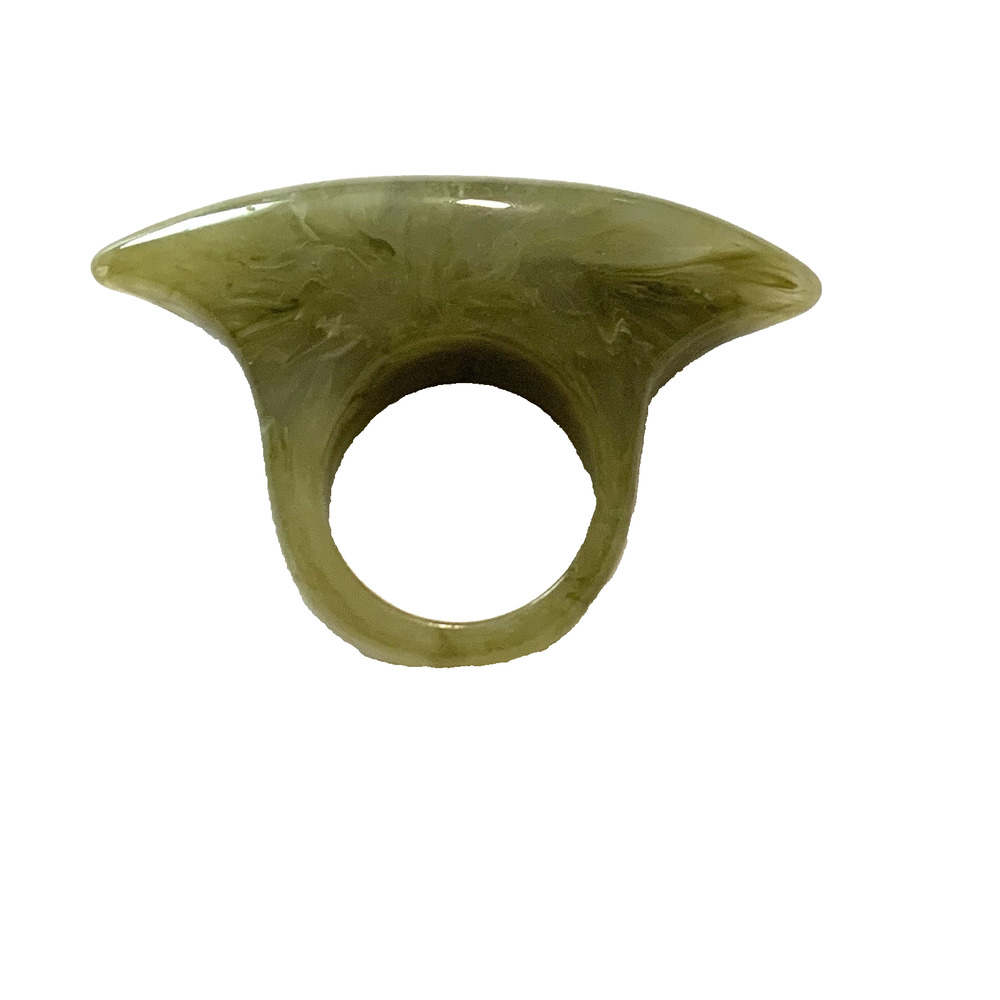 Green Swirl Acrylic Resin Chunky Statement Ring Size 8.5 Abstract Mod